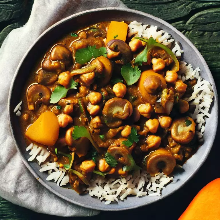 Pilzcurry mit Kichererbsen und Kürbis